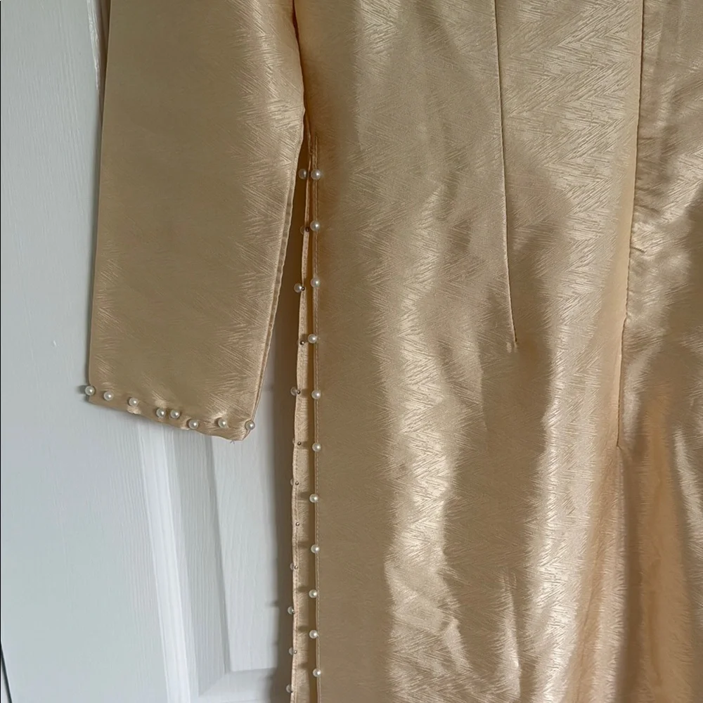 Vietnamese Ao Dai Dress with Beaded Pearls and Pants Set - Picture 5 of 12